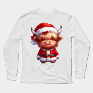 cute christmas highland cow Long Sleeve T-Shirt